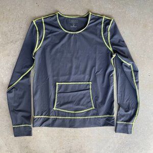 Athleta Gray Yellow Summer Shade Rash Guard Long Sleeve Swim Top Small